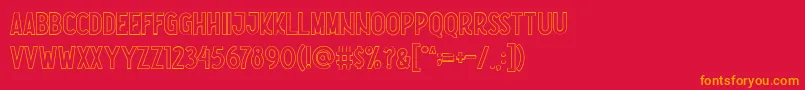 Nootdorp Line Demo-Schriftart – Orangefarbene Schriften auf rotem Hintergrund