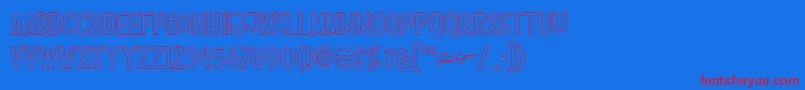 Nootdorp Line Demo-Schriftart – Rote Schriften auf blauem Hintergrund