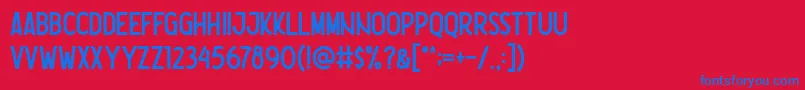 フォントNootdorp Regular Demo – 赤い背景に青い文字