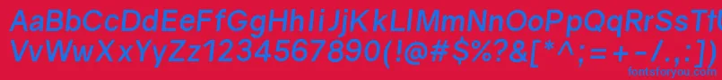 フォントGravityBolditalic – 赤い背景に青い文字