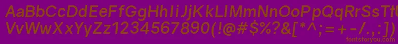 GravityBolditalic-fontti – ruskeat fontit violetilla taustalla