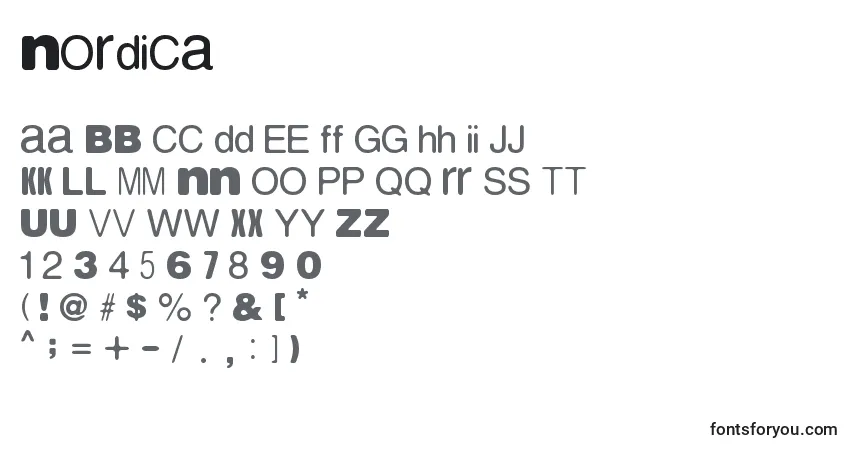 Шрифт Nordica – алфавит, цифры, специальные символы