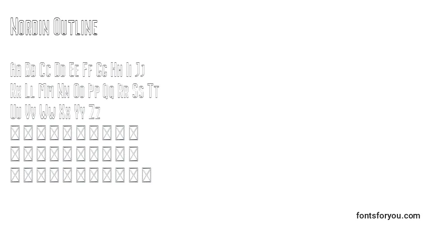 Шрифт Nordin Outline (135702) – алфавит, цифры, специальные символы