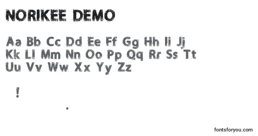 Шрифт NORIKEE DEMO – алфавит, цифры, специальные символы