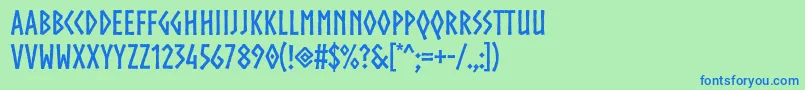 フォントNorsebold – 青い文字は緑の背景です。