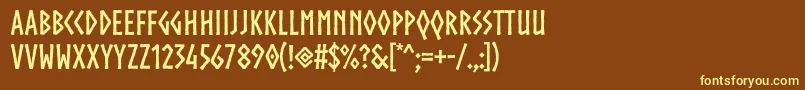 Norsebold-fontti – keltaiset fontit ruskealla taustalla
