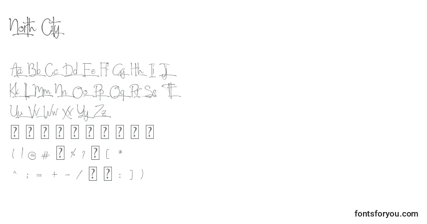 Шрифт North City – алфавит, цифры, специальные символы