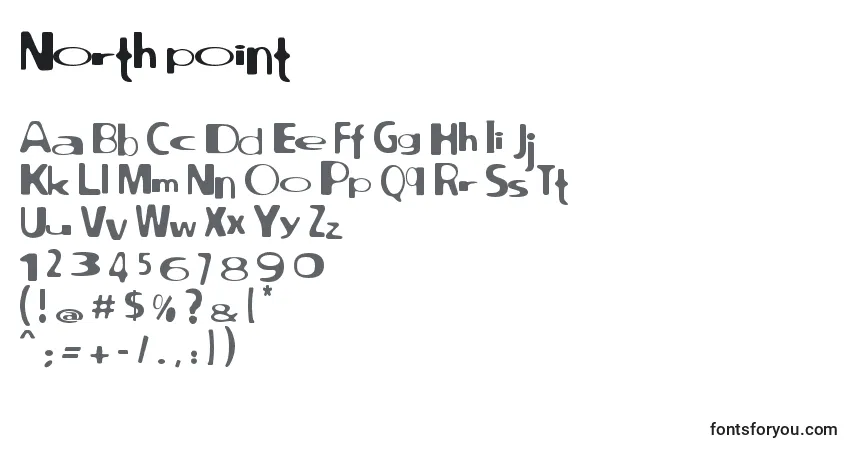 Czcionka North point – alfabet, cyfry, specjalne znaki