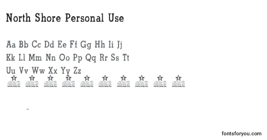 Schriftart North Shore Personal Use – Alphabet, Zahlen, spezielle Symbole