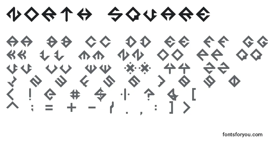 A fonte North Square – alfabeto, números, caracteres especiais