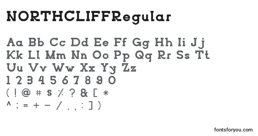 Шрифт NORTHCLIFFRegular – алфавит, цифры, специальные символы