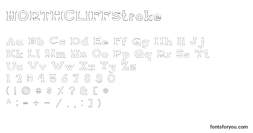 A fonte NORTHCLIFFStroke – alfabeto, números, caracteres especiais