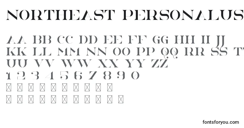 A fonte NorthEast PersonalUse – alfabeto, números, caracteres especiais