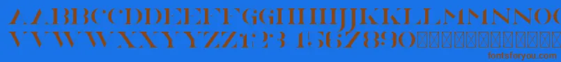 フォントNorthEast PersonalUse – 茶色の文字が青い背景にあります。