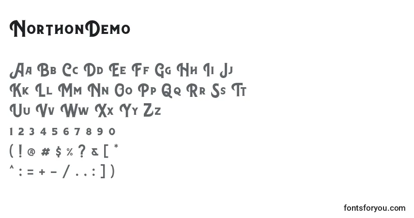 Шрифт NorthonDemo – алфавит, цифры, специальные символы