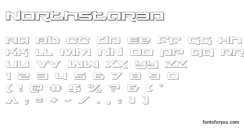 Schriftart Northstar3d (135734) – Alphabet, Zahlen, spezielle Symbole