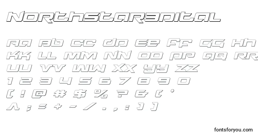 Northstar3dital (135735)フォント–アルファベット、数字、特殊文字