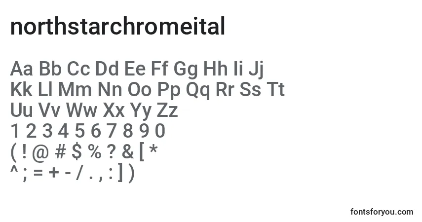 A fonte Northstarchromeital (135739) – alfabeto, números, caracteres especiais