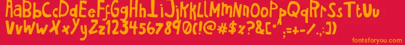 Haventsleptintwodaysshadow-Schriftart – Orangefarbene Schriften auf rotem Hintergrund