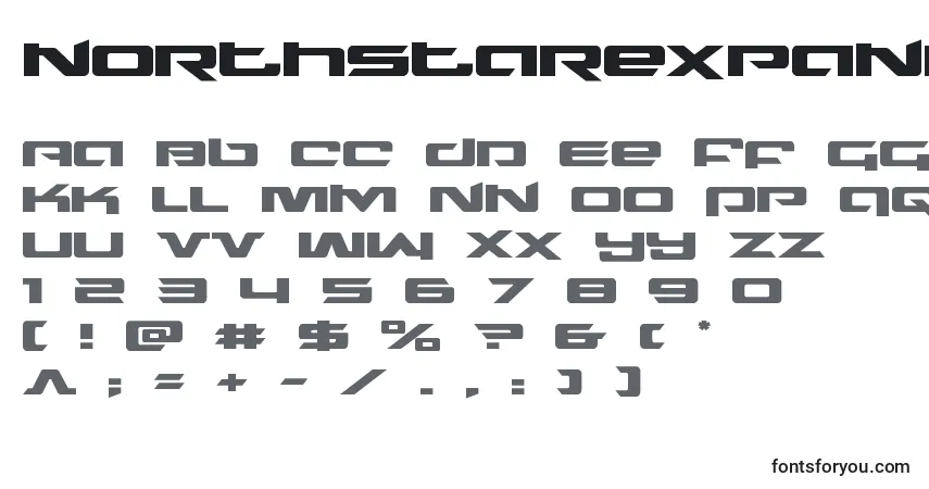 Schriftart Northstarexpand (135742) – Alphabet, Zahlen, spezielle Symbole
