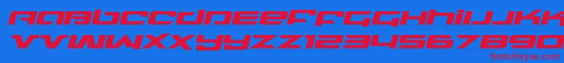 Czcionka northstarexpandital – czerwone czcionki na niebieskim tle