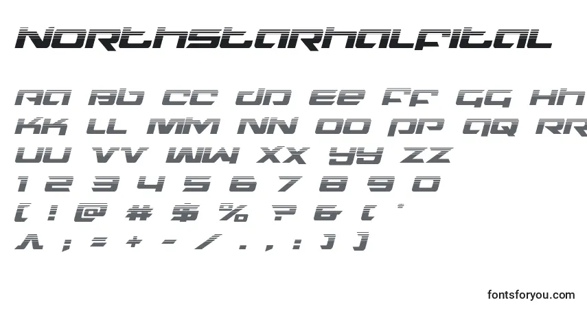 Шрифт Northstarhalfital (135747) – алфавит, цифры, специальные символы