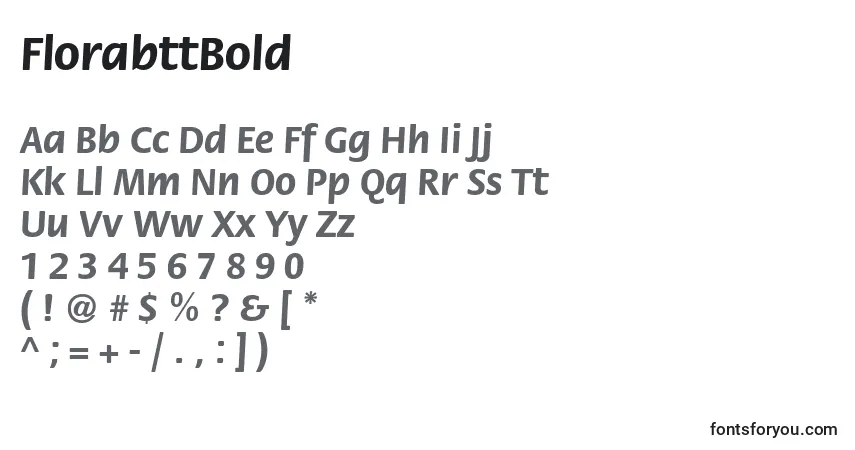 Шрифт FlorabttBold – алфавит, цифры, специальные символы