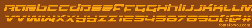 northstarlaseritalフォントについての詳細 フォントnorthstarlaserital – オレンジ色の文字が茶色の背景にあります。
