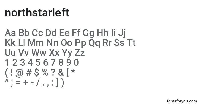 A fonte Northstarleft (135751) – alfabeto, números, caracteres especiais