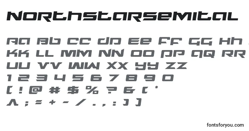 Шрифт Northstarsemital – алфавит, цифры, специальные символы