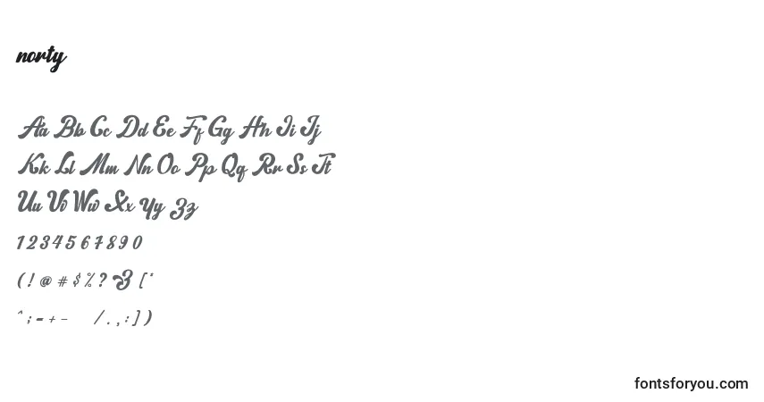 Schriftart Norty (135758) – Alphabet, Zahlen, spezielle Symbole