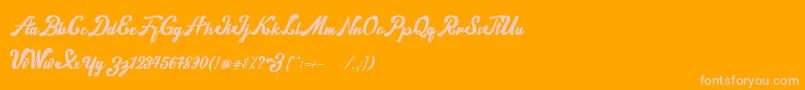 norty-Schriftart – Rosa Schriften auf orangefarbenem Hintergrund