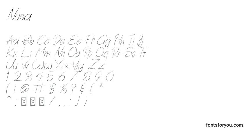 Schriftart Nosa – Alphabet, Zahlen, spezielle Symbole