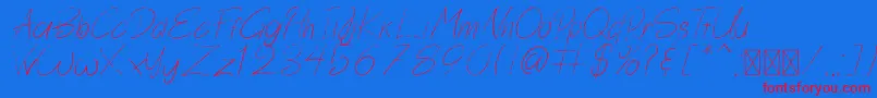 Nosa-Schriftart – Rote Schriften auf blauem Hintergrund