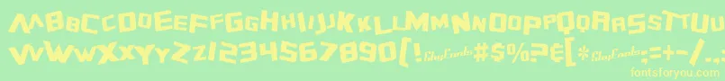 SfZeroGravityCondensed Font – Yellow Fonts on Green Background