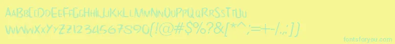NoScary regular-Schriftart – Grüne Schriften auf gelbem Hintergrund