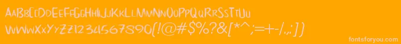 NoScary regular-Schriftart – Rosa Schriften auf orangefarbenem Hintergrund