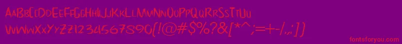 フォントNoScary regular – 紫の背景に赤い文字