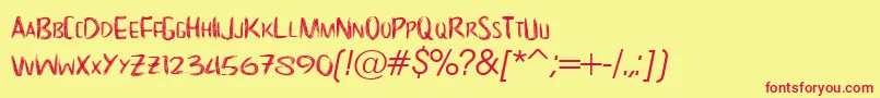 NoScary regular Font – Red Fonts on Yellow Background