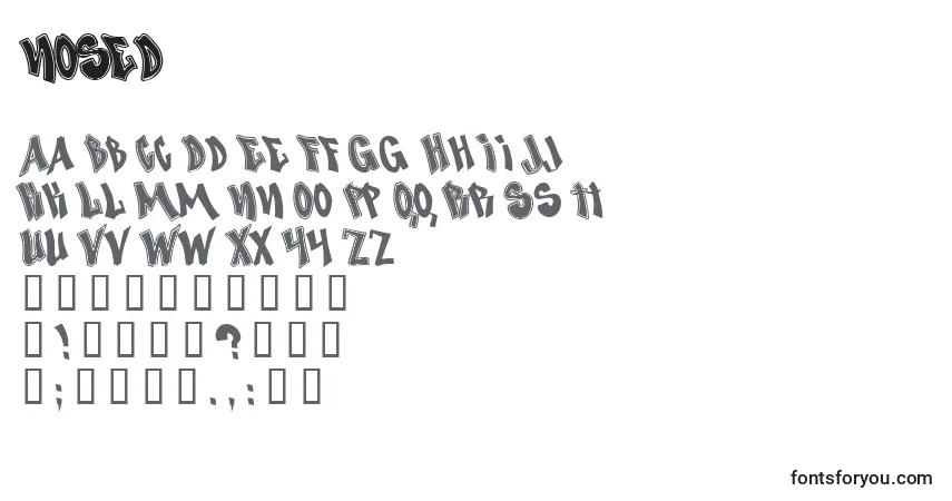 A fonte NOSED    (135761) – alfabeto, números, caracteres especiais