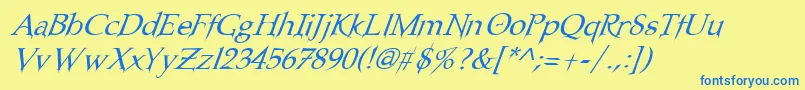 フォントNosfo    – 青い文字が黄色の背景にあります。
