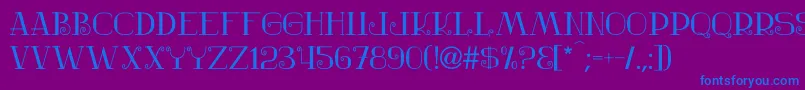 フォントNostalgic – 紫色の背景に青い文字