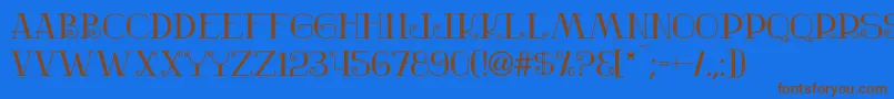 フォントNostalgic – 茶色の文字が青い背景にあります。