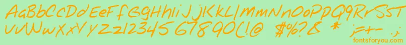 Czcionka NOTEPAD  – pomarańczowe czcionki na zielonym tle