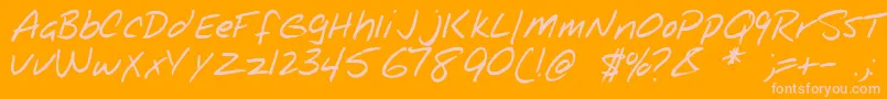 NOTEPAD -fontti – vaaleanpunaiset fontit oranssilla taustalla
