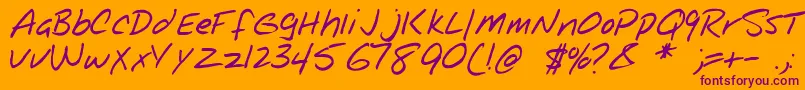 NOTEPAD -Schriftart – Violette Schriften auf orangefarbenem Hintergrund