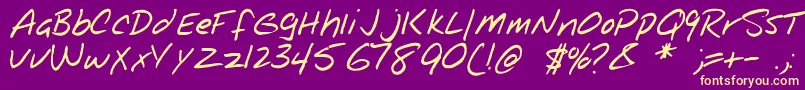 Fonte NOTEPAD  – fontes amarelas em um fundo roxo