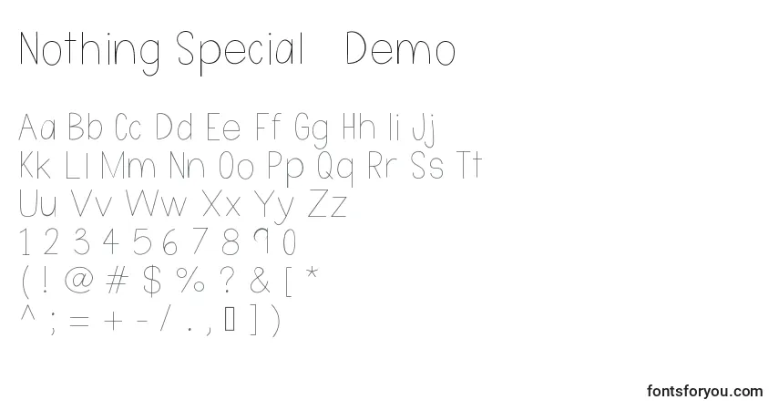 Fuente Nothing Special   Demo - alfabeto, números, caracteres especiales