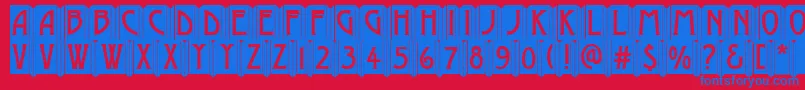 AModernoemb Font – Blue Fonts on Red Background