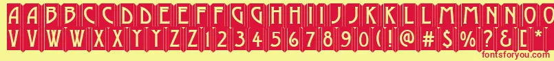 AModernoemb Font – Red Fonts on Yellow Background